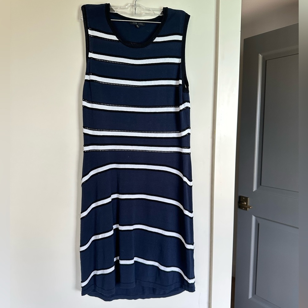 Ohne Titel Navy Black White Stripe Midi Dress